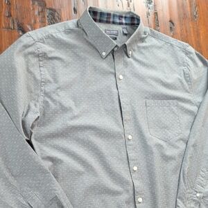 Van Huesen Gray Slim Fit Never Tuck Button Down Long Sleeve Shirt XL 17-17.5